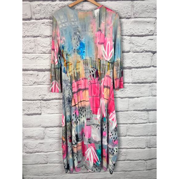 SIMPLY ART DOLCEZZA Women's S The Best Things In Life Abstract Art Midi Dress‎ - Picture 4 of 12